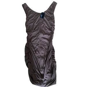 NWT SUZANNE‎ BETRO WOMEN'S BROWN V-BACK SLEEVELESS RUCHED DRESS SIZE 1XL
